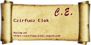 Czirfusz Elek névjegykártya